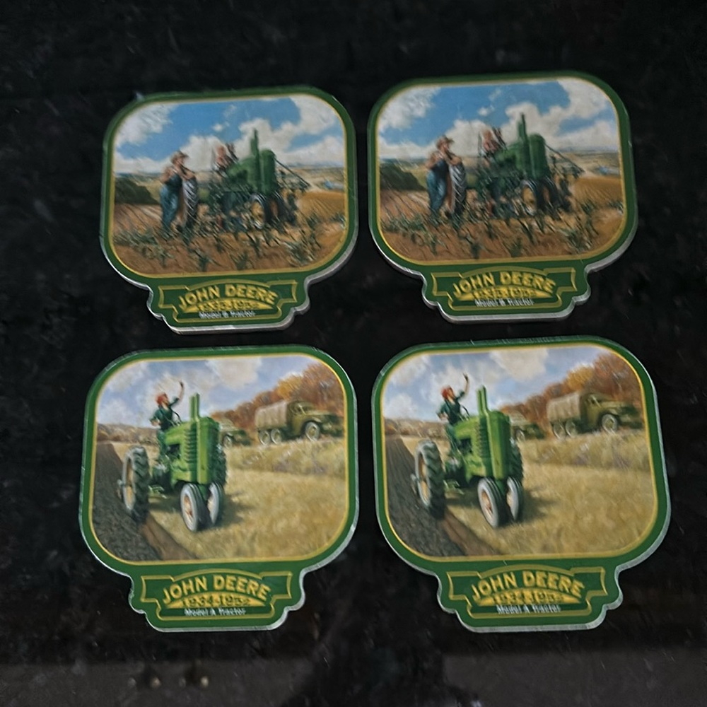 John Deere coasters, set of four.